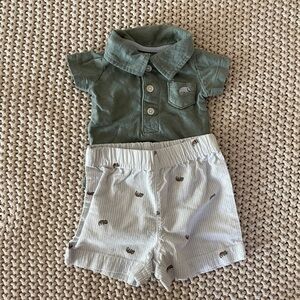 Carters Baby Boy Polo Bodysuit Short Set Newborn